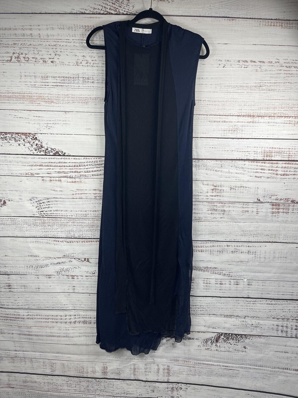 Zara Dress Women's SZ S Sleeveless Sheer Overlay Maxi Long Pullover Elegant Form